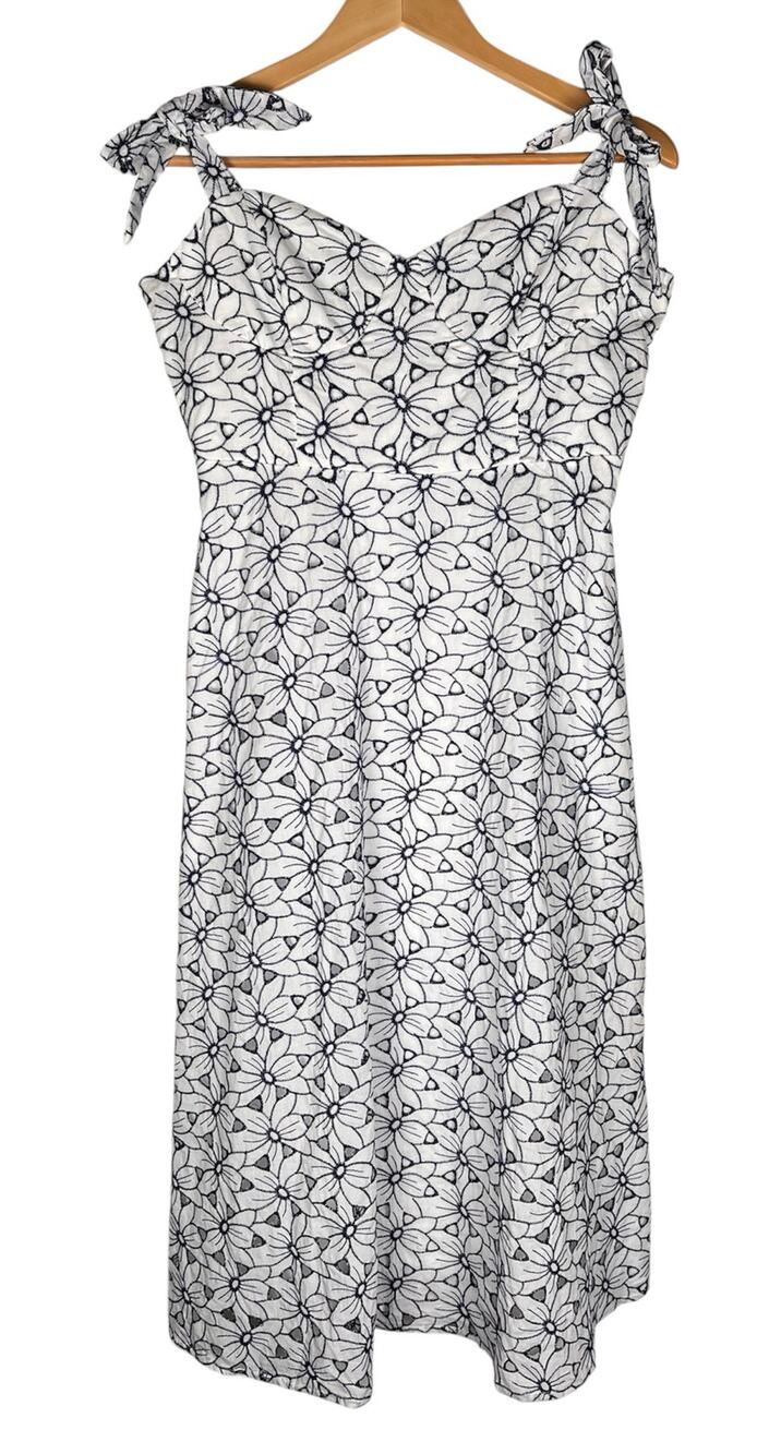 Lulus Magnolia White Eyelet Embroidered Midi Dress Womens Large